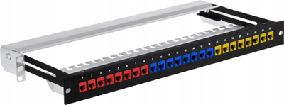 Патч панел Stalflex PPM19-1U-24P-S-B, 24 порти, 19", црн