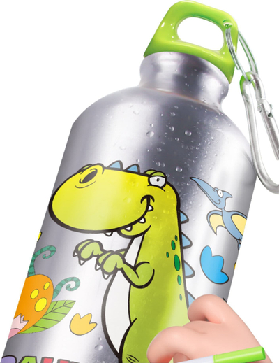 Set kreativ për pikturim shishe uji Dino 5D, me stikera diamant, për fëmijë, shumëngjyrëshe