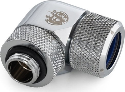 Adapter ftohjeje uji BitsPower Advanced, 90°, G1/4 në 14mm hardtube, argjendtë