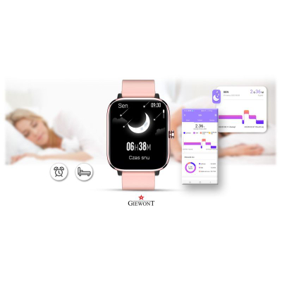 Smartwatch Giewont GW230-1, mat shëndetin, rrip silikoni rozë