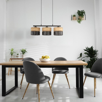Лустер висечки TK Lighting Nicol, 3xE27, 70x20cm, црн дрво