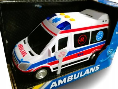 Lodër makinë ambulance, 20 cm, plastike, me drita edhe zëra