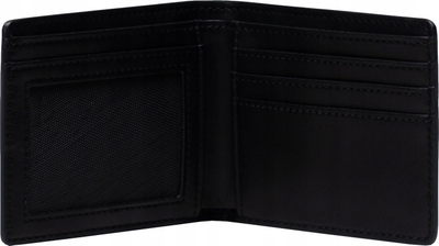 Portofol Herschel Hank Leather RFID, lëkurë natyrale, një madhësi, i zi