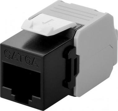 Modul keystone Goobay RJ45 Cat6a LSA UTP, femër, i zi
