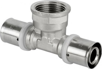 Fiting T PEX F me filetë, 20x1/2x20, press-fit, metalik