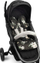 Set mbrojtës për karrocë LUXURY STROLLER LINER, jastëk anti-shok, universal, me lule të zeza