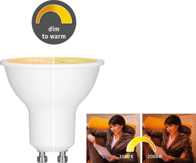 Llambë LED Paulmann Dime GU10, 6W, 350lm dimmable to warm, e bardhë e ngrohtë