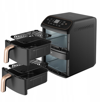 Fryer ajri Cosori Turbo Tower Compact CAF-DC861-CEUR, 8.6 L, me 2 sirtarë, i zi