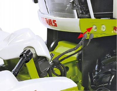 Model lodër Claas Direct Disc 520, shkallë 1:32, me rimorkjo, jeshile