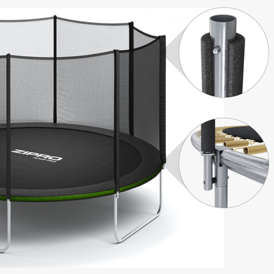 [OUTLET] Trampolinë me rrjetë të jashtme Zipro 10FT, 312 cm, e zezë/ gjelbër