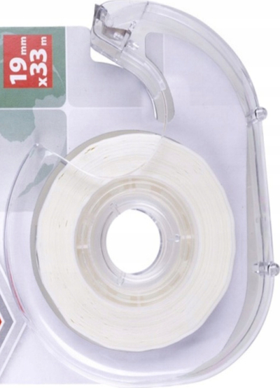 Shirit ngjitës i zverdhur Office Products me dispenser, 19mm x 33m, transparent