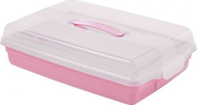 Kuti plastike Curver Plastic Party Box R63617, me kapak transparent, me dorezë transporti, rozë