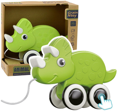 Lodër tërheqëse dinosaur me litar, me fishkëllimë, e gjelbër
