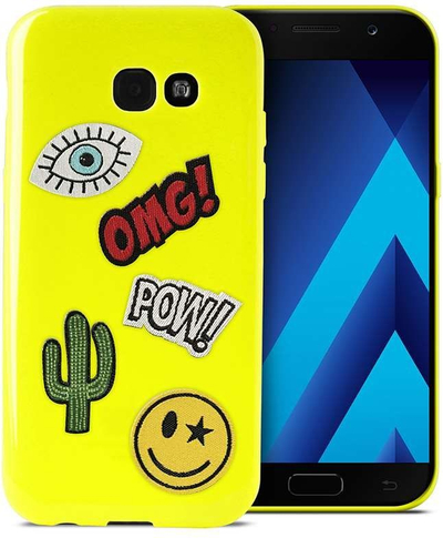 Mbrojtëse telefoni Puro Patch Mania për Samsung Galaxy A3 2017, TPU fleksibël, set me 5 ngjitëse, e verdhë