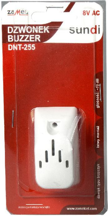 Zilje dere Zamel DNT-255-WHI, elektromechanike 8V, buzzer 70 dB, e bardhë