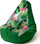 Puf sako Go Gift Beanbag Pouf Green Flame, XXL 140 x 100 cm, i gjelbër me print tropical