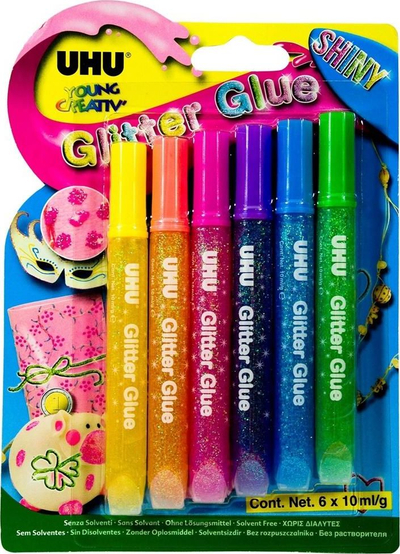 Ngjitës me shkëlqim UHU Glitter Glue Shiny, set 6x10ml, me ngjyra të ndryshme