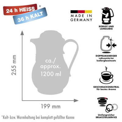 Termos tavoline Rotpunkt Isokanne Family, 1.2 L, mban temperaturen, i bardhë