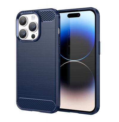 Mbulesë telefoni Armor për iPhone 14 Pro Max, TPU, teksturë karboni, e zezë