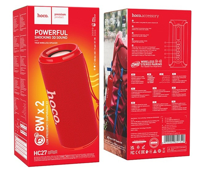 Kaltoparlant Bluetooth Hoco HC27, 2x8W, 6 orë, i kuq