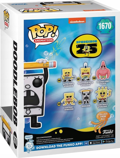 Figurë Funko Pop SpongeBob DoodleBob 1670, vinil, bardh e zi