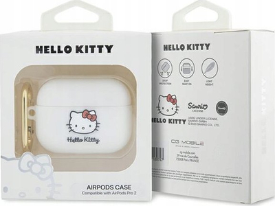 Kapak silikoni Hello Kitty 3D Kitty Head për AirPods Pro 2, i bardhë