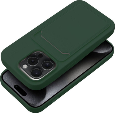 Mbrojtëse me xhep për karta për iPhone 15 Pro, material i fortë, jeshile