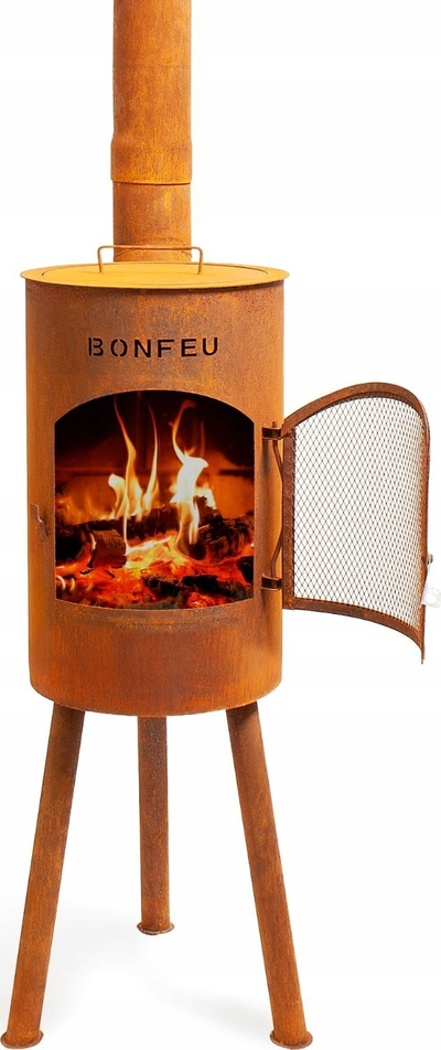 Oxhak kopshti BonFeu Bongiano SP 3001R, çelik Corten rusty, me grill, ngjyrë kafe e ndryshkur