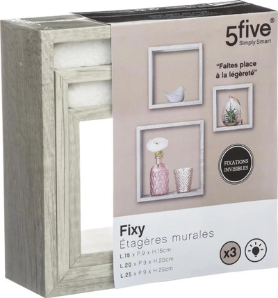 Rafte varëse muri 5five, set 3 copë, MDF, gri