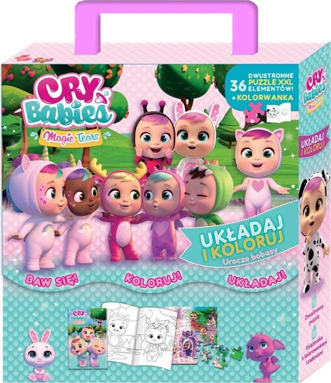 Set aktiviteti Cry Babies Arrange And Color, libër ngjyrosjeje, puzzle me dy anë, shumëngjyrësh