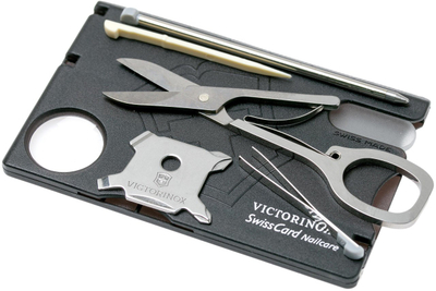 Set për mirëmbajtjen e thonjëve Victorinox "Swiss Card - Nailcare", e zeze
