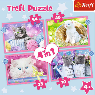 Puzzle për fëmijë Trefl Funny Kittens 4 në 1, shumëngjyrësh
