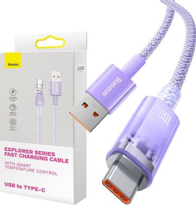 Kabllo USB në USB-C Baseus Explorer, 100W, 2m, lejla
