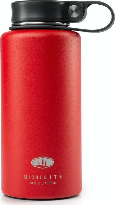 Shishe termike GSI Microlite 1000, 1L, çelik inox, e kuqe
