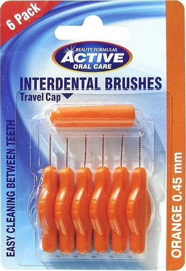 Furça ndërdhëmbore Active Oral Care Interdental Brushes, 0.45 mm, 6 copë, portokalli