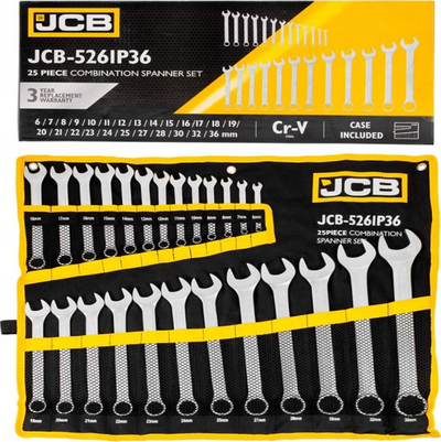 Set çelësa kombinim JCB 5261P36, 6-36 mm, 25 copë, ngjyrë argjendtë