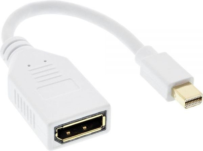 Adapter video InLine 17150W, Mini DisplayPort në DisplayPort, 0.15m, i bardhë