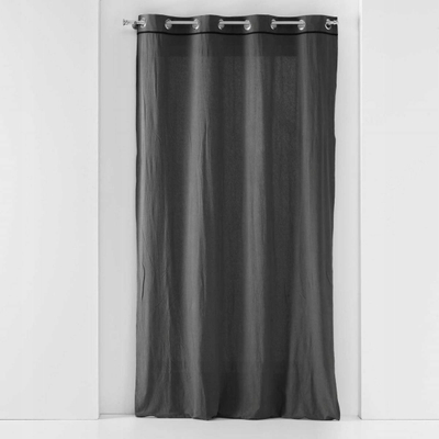 Perde me unaza Linette, 140 x 240 cm, pambuk i larë, gri anthracite