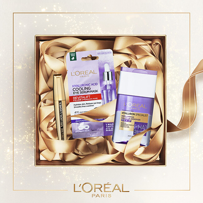 Set L´Oréal Paris Hyaluron Specialist Pastrues grimi 125 ml + Maskë për sy 11 g + Maskarë Volume Million Lashes 10.7 ml
