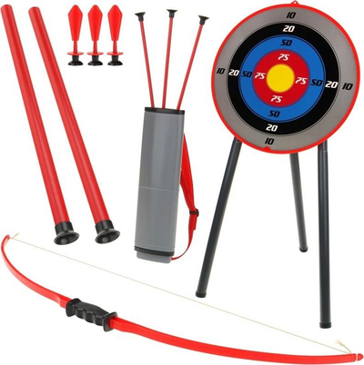 Set hark shigjetarie 6 në 1 Bow, me objektiv dhe blowgun, i kuq