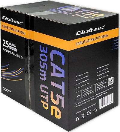 Kabllo rrjeti Qoltec CAT5E UTP, 305m, PVC, gri