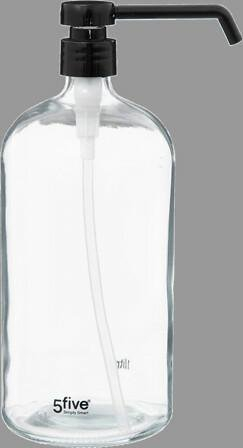 Dozator xheli dushi 5five Simply Smart Glass, 1L, qelq transparent, pa ngjyrë