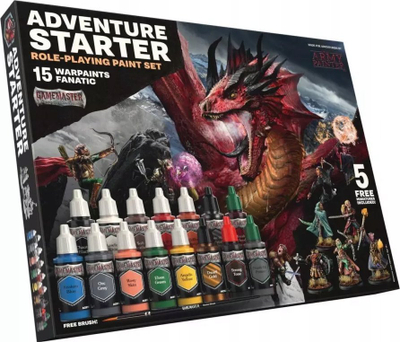 Set boje akrilike The Army Painter GameMaster Adventure Starter, 15 x 18ml, me primer, shumëngjyrëshe