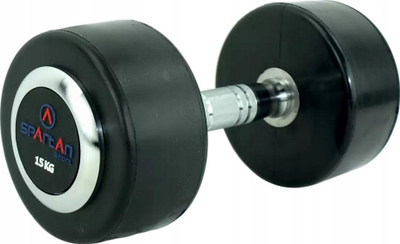 Hantel Spartan me shtresë gome, 15 kg, argjendtë e zi