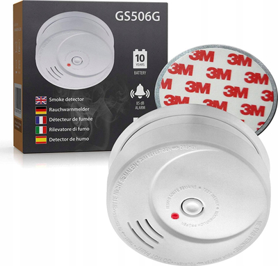 Detektor tymi Sebson GS506G, bateri 10 vjet, alarm 85 dB, i bardhë