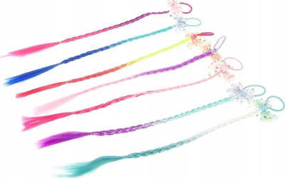 Aksesor flokësh Adar Braid With Hair Tie, gërshet sintetik i gjatë, me tyl me pika, ngjyra t’përziera