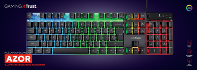 Tastierë gaming Trust GXT 835 Azor, layout anglisht, drita RGB, e zezë