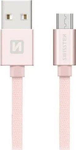 Kabllo USB Swissten Textile, USB me Micro USB, 2m, 3A, e zezë