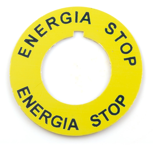 Etiketë mbishkrimi e rrumbullakët Spamel	ENERGIA STOP ST22-4509 \ P02, 42 mm, e verdhë