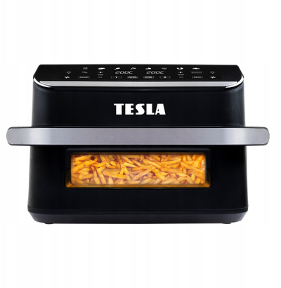 Фритеза на воздух Tesla AirCook FlexiZone Q570 XXL, две независни зони, 8 програми, црна